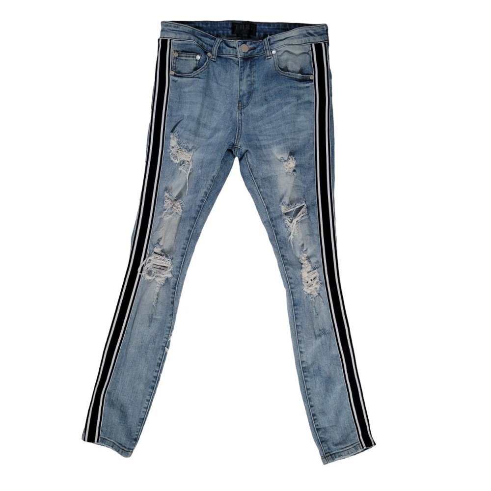 THRT Distressed Skinny Striped Denim Jeans - Size 32